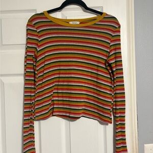 Madewell Long Sleeve Striped Tee in Mustard Multi